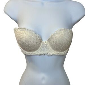 AERIE Cream Lace Strapless Bra 34B
